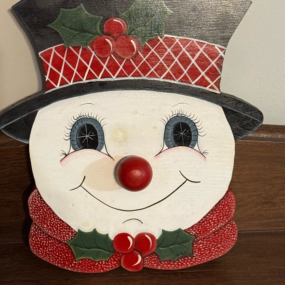 Cheerful Snowman Wall Art with Red 🎶 musical plays Frosty the Snowman